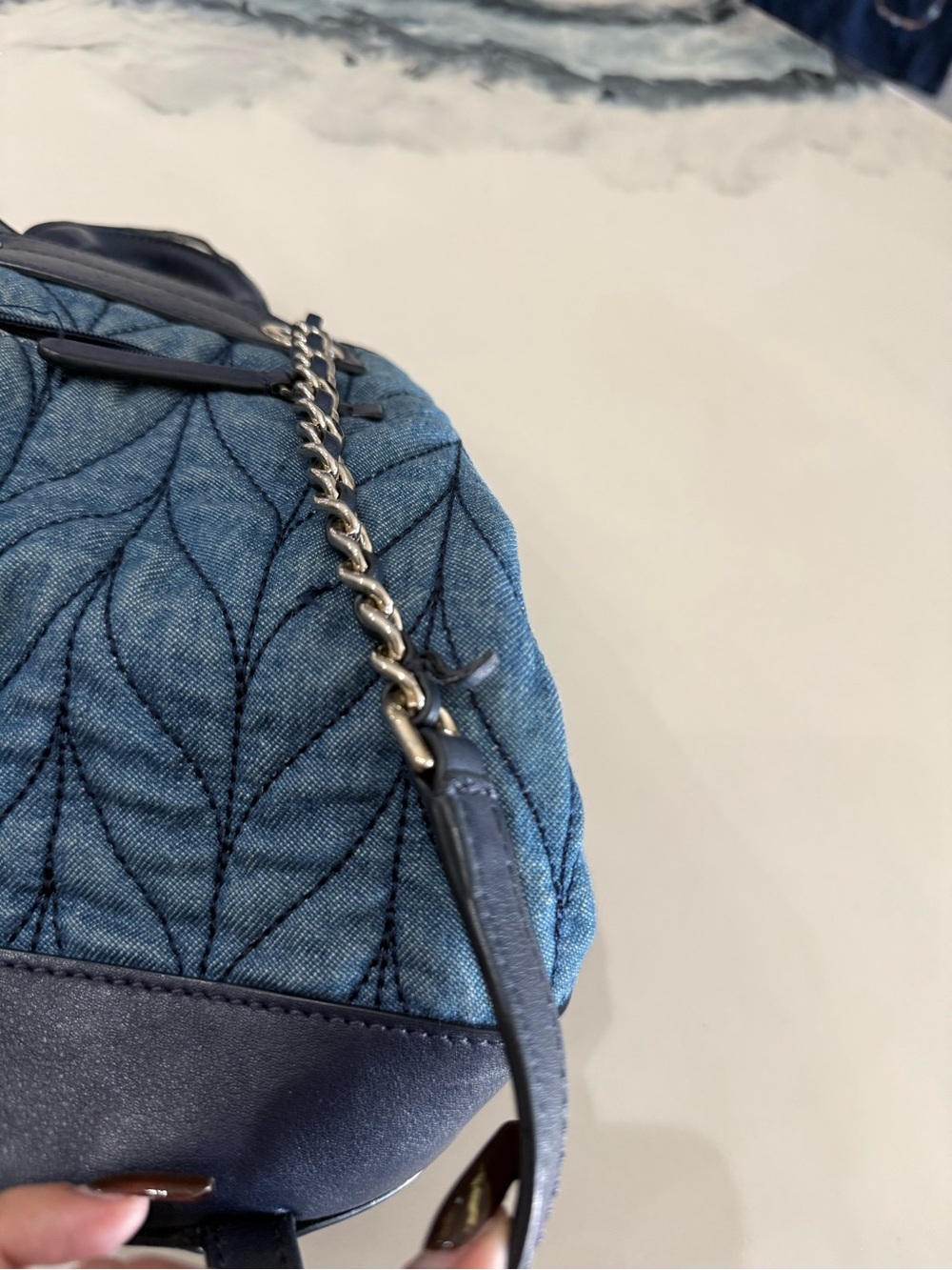 kate spade Quilted Denim Blue Bucket Backpack - Picture 4 of 6
